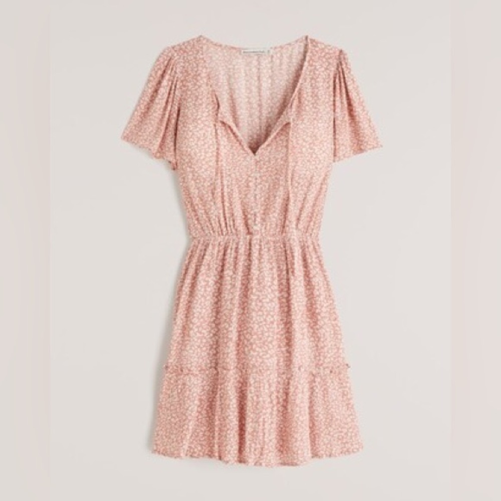 Abercrombie & Fitch Easy Waist Tiered Mini Dress Womens Size XS Flowy Pink